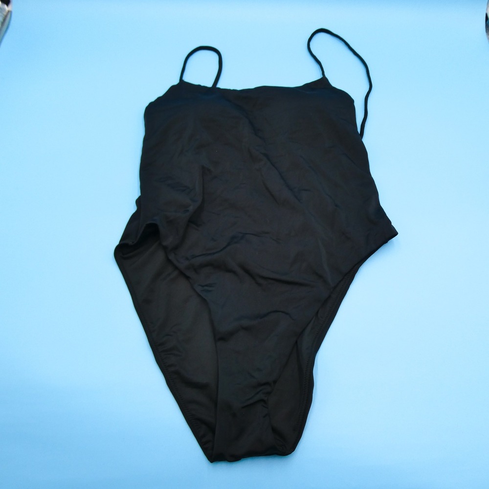 Victoria's Secret One Piece Swimsuit Womens Extra Large Lace Up Back Black Nylon